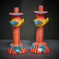 Ardmore Ceramic Studio; Pair of bird candlesticks