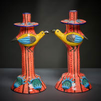 Ardmore Ceramic Studio; Pair of bird candlesticks