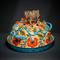 Ardmore Ceramic Studio; Zebra cloche and dish