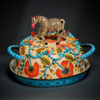 Ardmore Ceramic Studio; Zebra cloche and dish