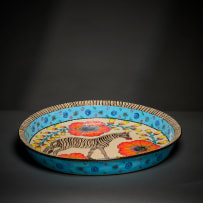 Ardmore Ceramic Studio; Zebra cloche and dish