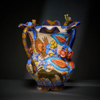 Ardmore Ceramic Studio; Zebra and flower vase