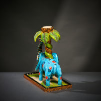 Ardmore Ceramic Studio; Blue elephant candle holder
