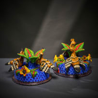 Ardmore Ceramic Studio; Pair of hoopoe candle holders