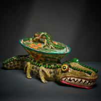 Ardmore Ceramic Studio; Crocodile lidded vessel
