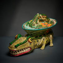 Ardmore Ceramic Studio; Crocodile lidded vessel
