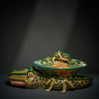 Ardmore Ceramic Studio; Crocodile lidded vessel
