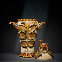 Ardmore Ceramic Studio; Hoopoe Pot with Jackal Lid