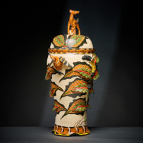 Ardmore Ceramic Studio; Hoopoe Pot with Jackal Lid