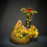 Ardmore Ceramic Studio; Pair of animal candlesticks