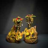 Ardmore Ceramic Studio; Pair of animal candlesticks