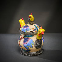 Ardmore Ceramic Studio; Guineafowl sugar bowl