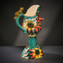 Ardmore Ceramic Studio; Stemmed milk jug with animal and flowers