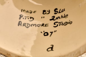 Ardmore Ceramic Studio; Leopard, lion and wildebeest lidded vessel
