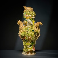 Ardmore Ceramic Studio; Leopard and monkey urn