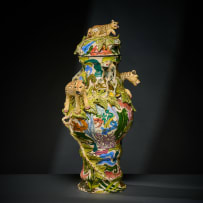 Ardmore Ceramic Studio; Leopard and monkey urn