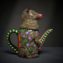 Ardmore Ceramic Studio; Zebra and flower teapot