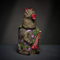 Ardmore Ceramic Studio; Zebra and flower teapot