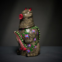 Ardmore Ceramic Studio; Zebra and flower teapot