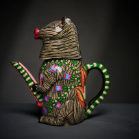 Ardmore Ceramic Studio; Zebra and flower teapot