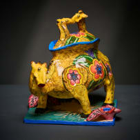 Ardmore Ceramic Studio; Camel lidded bowl