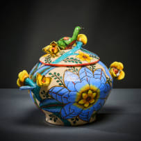 Ardmore Ceramic Studio; Bird and flower lidded vessel