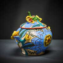Ardmore Ceramic Studio; Bird and flower lidded vessel