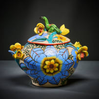 Ardmore Ceramic Studio; Bird and flower lidded vessel