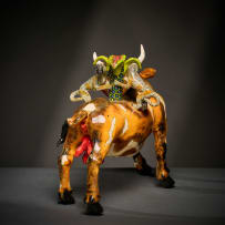 Ardmore Ceramic Studio; Cow and monkey candle holder