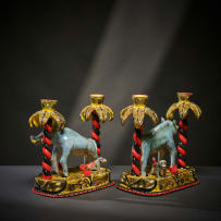 Ardmore Ceramic Studio; Pair of warthog candle holders