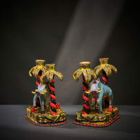 Ardmore Ceramic Studio; Pair of warthog candle holders
