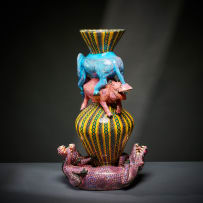 Ardmore Ceramic Studio; Yellow patterned animal vase