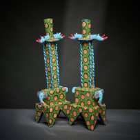 Ardmore Ceramic Studio; Pair of elephant and rhino candlesticks