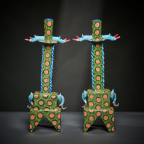 Ardmore Ceramic Studio; Pair of elephant and rhino candlesticks