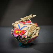 Ardmore Ceramic Studio; Baby crocodile lidded vessel