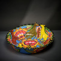 Ardmore Ceramic Studio; Giraffe, rhino and zebra bowl