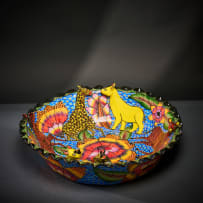 Ardmore Ceramic Studio; Giraffe, rhino and zebra bowl