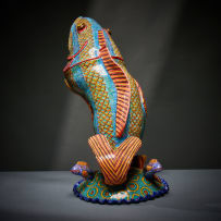Ardmore Ceramic Studio; Fish and crab lidded vessel