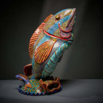 Ardmore Ceramic Studio; Fish and crab lidded vessel