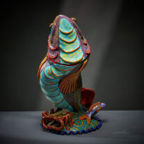 Ardmore Ceramic Studio; Fish and crab lidded vessel