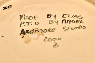 Ardmore Ceramic Studio; Flower and guineafowl lidded vessel