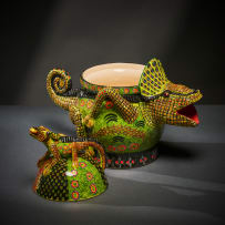 Ardmore Ceramic Studio; Chameleon lidded vessel