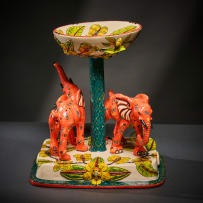 Ardmore Ceramic Studio; Stemmed orange elephant bowl