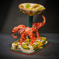 Ardmore Ceramic Studio; Stemmed orange elephant bowl