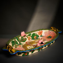 Ardmore Ceramic Studio; Crocodile, serpent and flower platter