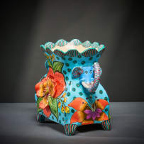 Ardmore Ceramic Studio; Elephant vase with flowers