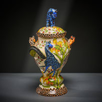 Ardmore Ceramic Studio; Giraffe and flower lidded vessel