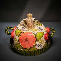 Ardmore Ceramic Studio; Monkey cloche and dish