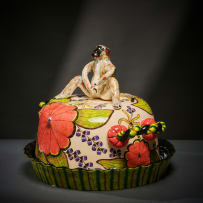 Ardmore Ceramic Studio; Monkey cloche and dish