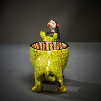 Ardmore Ceramic Studio; Rhino and monkey egg cup